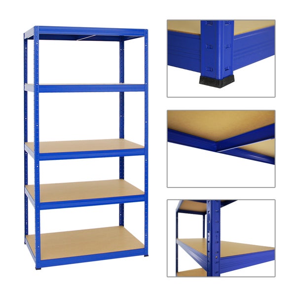 PROREGAL Schwerlastregal Slim Elephant M HxBxT 180 x 90 x 60 cm 5 Ebenen Fachlast 350 kg Blau