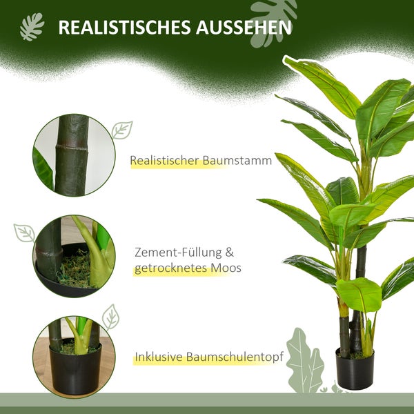 HOMCOM, Künstliche Pflanzen, Zimmerpflanze, 17L x 17B x150H cm, PEVA, Grün