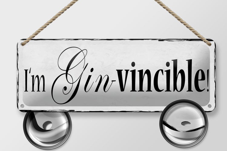 Blechschild Spruch 27x10cm i`m Gin-vincible Dekoration