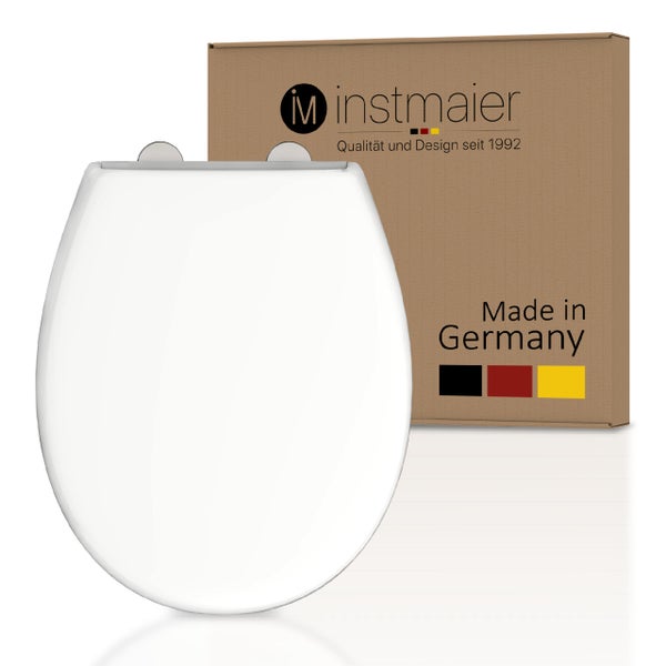 instmaier WC Sitz | Made in Germany | Toilettendeckel mit Absenkautomatik | Klobrille Weiß Glanz | Oval | mit Schnellverschluss | Duroplast