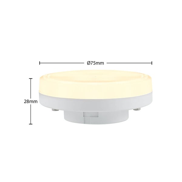 Runde LED-Aufbauleuchte mit einem Durchmesser von 75 Millimetern und einer Höhe von 28 Millimetern.