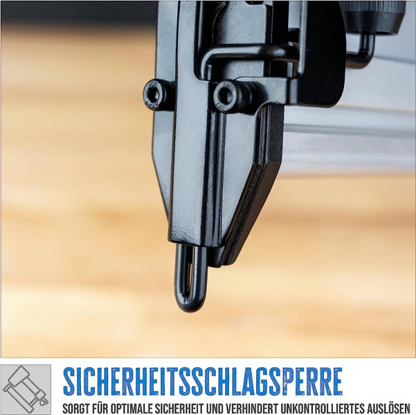 Nahaufnahme der Sicherheitsschlagsperre zur Verhinderung von unbeabsichtigtem Auslösen.