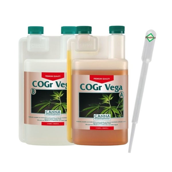 Canna COGr Vega A&B 1 Liter – 2x1L Kokos-Dünger für die Wachstumsphase – Zwei-Komponenten-Dünger für optimale Nährstoffversorgung – Perfekt für Kokos-Substrate – Präzise Dosierung mit Pipette