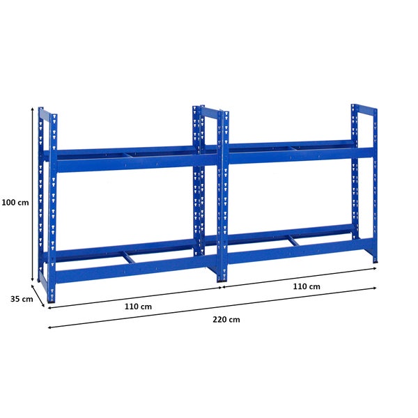 PROREGAL Mega Deal 2x Reifenregal Tiger HxBxT 100 x 110 x 35 cm Bis Zu 16 Reifen Blau