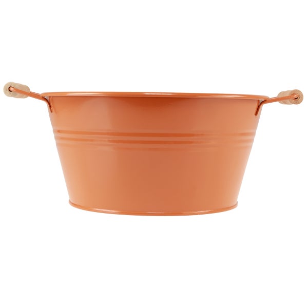Metallwanne mit Holzgriffen