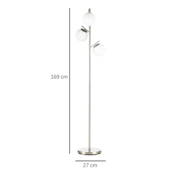 HOMCOM Stehleuchte, 27L x 27B x 169H cm, Glas, Silber
