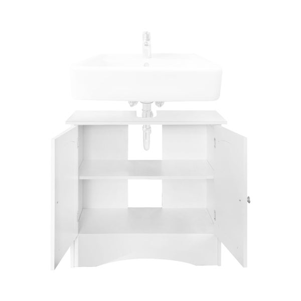 ML-Design Waschbeckenunterschrank Weiß 60x30x60cm, Badezimmer Unterschrank 2 Türen, Ablage, viel Stauraum, freistehend, Landhausstil, Waschtischunterschrank aus MDF-Holz, Badezimmerschrank Badschrank