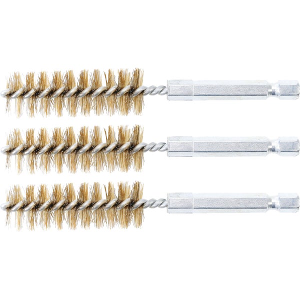 BGS Messingbürste 16 mm Antrieb Außensechskant 6,3 mm (1/4) 3tlg. - 3078-16-M