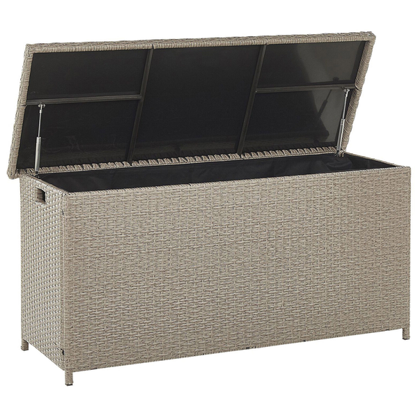 Aufbewahrungsbox MODENA Polyrattan 126 cm 46 cm Taupe