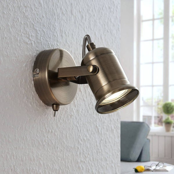 Lindby Strahler Anze (Vintage, Industriell) in Gold / Messing aus Metall (1 flammig GU10) - Deckenlampe Deckenleuchte Lampe Spot Wohnzimmerleuchte
