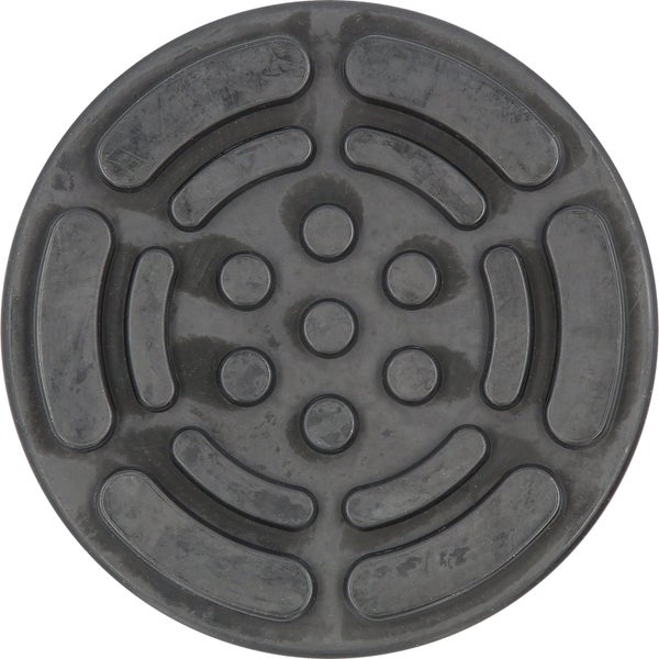 Runde, schwarze Abdeckung mit erhabenen Kreisen und Streifen