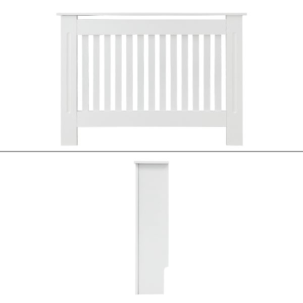 ECD Germany Heizkörperverkleidung Landhausstil 112x19x82 cm Weiß aus MDF lackiert für Schlafzimmer Wohnzimmer Heizungsverkleidung Heizkörperabdeckung Heizungsabdeckung Heizung Heizkörper Abdeckung