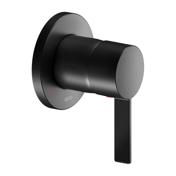 Keuco Einhebelmischer in Mattschwarz für Dusche oder Badewanne, Unterputz-Armatur mit runder Rosette.
