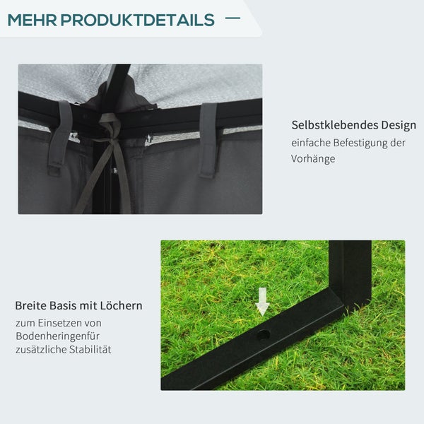 Outsunny Pavillon, Gartenpavillon, 295L x 295B x 265H cm, Metall,Polyester, Dunkelgrau