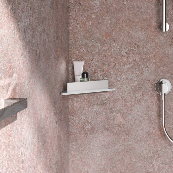 KEUCO Rose Eckduschablage mit Duschabzieher, zum Kleben/Schrauben, weiß matt