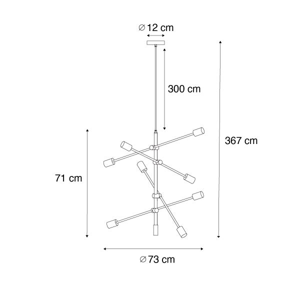 Technische Zeichnung einer Pendelleuchte mit Maßangaben