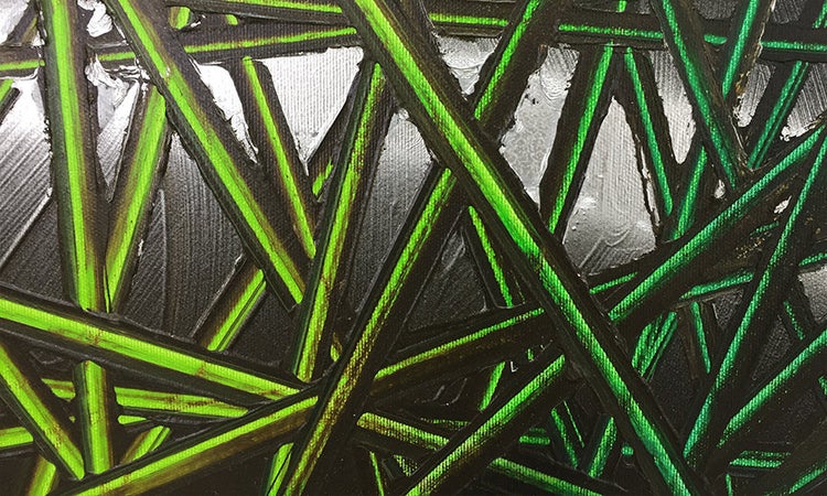 Das schöne Bild -Green Rumble- 140x70x2 cm handgemaltes Unikat