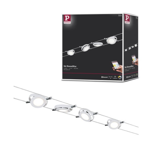 LED Seilsystem Smart Home Bluetooth RoundMac Basisset 4x200lm 4x4W Tunable White dimmbar 230/12V Weiß matt