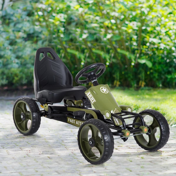 HOMCOM Kinder Go Kart, L105 x B54 x H61cm, Metall, Kunststoff, Grün
