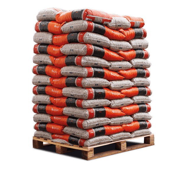 Heizfuxx Holzpellets auf Palette, Säcke zu 15 Kilogramm