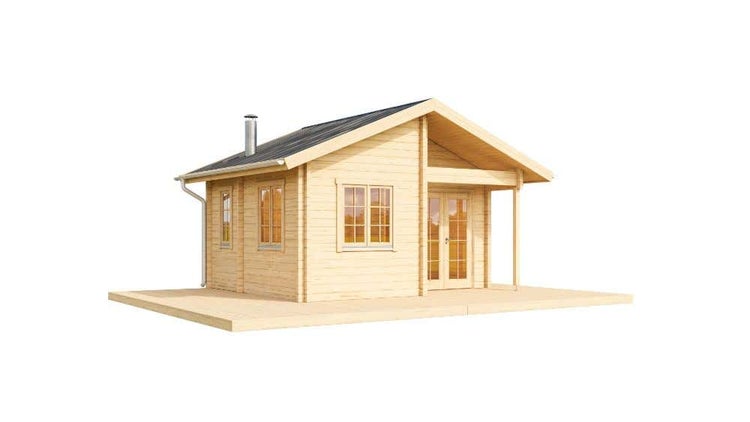 FinnTherm Saunahaus Talis Gartensauna Sauna mit 70 mm Wandstärke inklusive Terrasse Außensauna