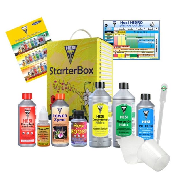 Hesi 7-Teiliges Hydrokultur Starter Set – Mineralischer Pflanzendünger mit Pipette | Für Orchideen, Gemüse & Mehr | Für Starkes Wachstum & Blüte | Einfach Anwendung für Einsteiger