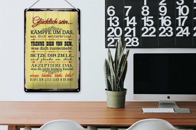 Blechschild Spruch 20x30cm Glücklich singe lächle liebe