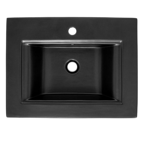 ML-Design Waschbecken aus Keramik Schwarz matt 61x46,5x15,5 cm Eckig, Einbauwaschbecken mit Hahnloch und Überlauf, Aufsatzwaschbecken Einbauwaschtisch Waschschale Handwaschbecken, für das Badezimmer