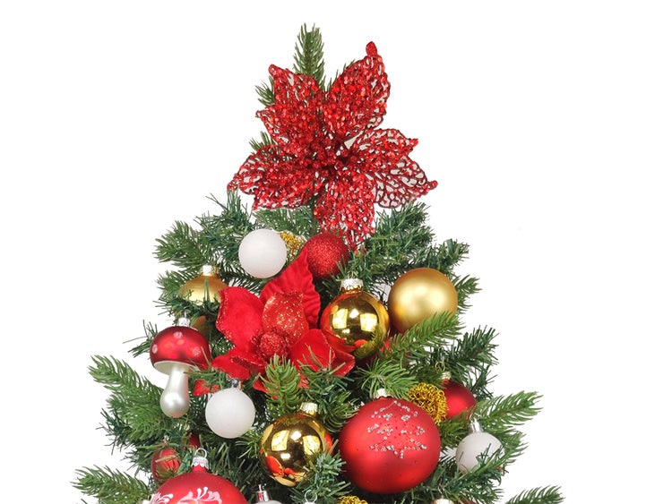 LAALU Set Weihnachtskugeln 81 Stück in Box PREMIUM RED für Weihnachtsbäume bis 100 cm