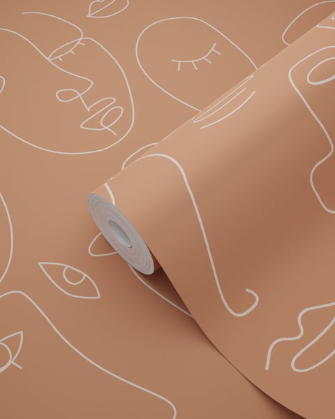 Rolle Tapete mit stilisierten Gesichtskonturen