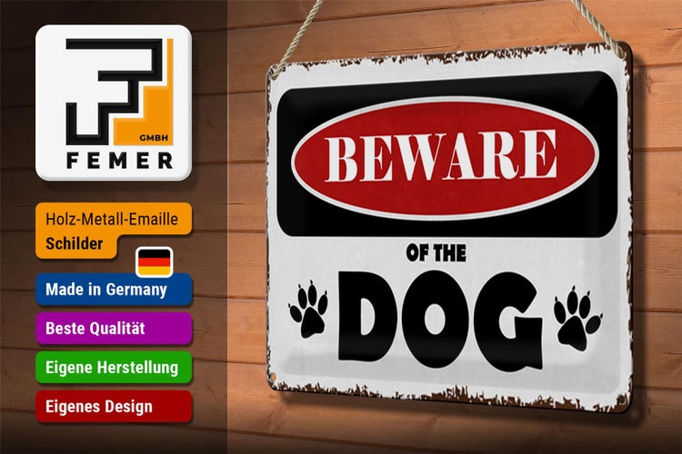 Blechschild Spruch 30x20cm beware of the dog Vorsicht Hund