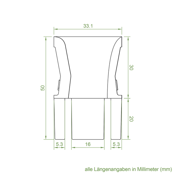 Technische Zeichnung mit Maßangaben in Millimeter
