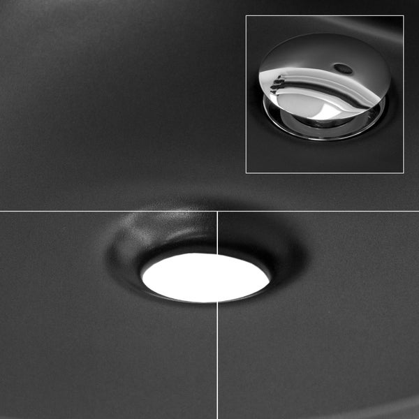 ML-Design Waschbecken aus Keramik Schwarz 605x385x140 mm, Abgerundeten Ecken, Aufsatzwaschbecken, Moderne Waschtisch, Waschschale mit Abflussloch, Waschplatz Handwaschbecken, für Badezimmer/Gäste-WC