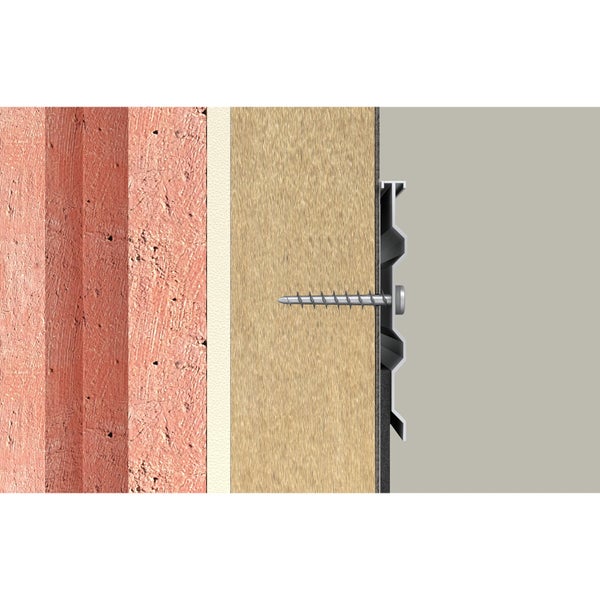Illustration einer Fassadendämmung mit Schraubbefestigung