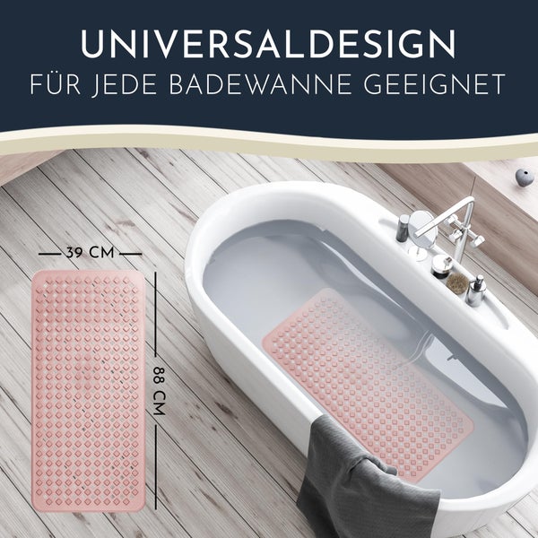 Homerella Badewannenmatte rutschfest Hautsensitiv 88x39cm, INKL. AUFHÄNGUNG | Antirutschmatte Badewanne BPA frei | Duschmatte schimmelresistent & maschinenwaschbar | Badematte rutschfest