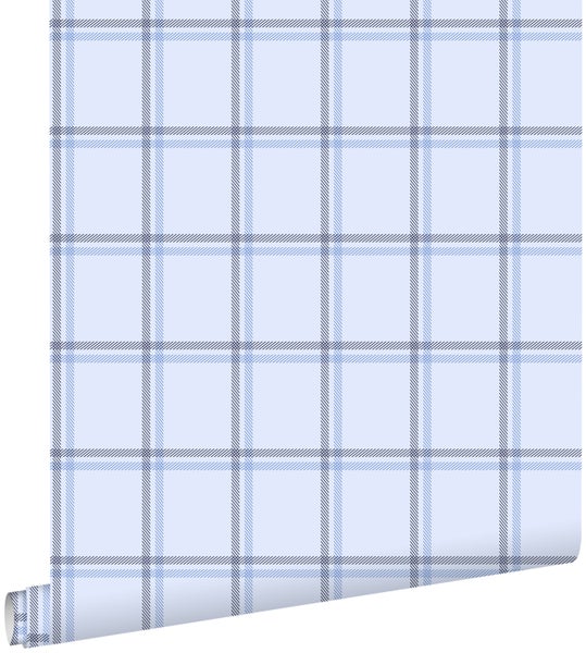 ESTAhome Tapete Karomuster Hellblau - 53 cm x 10.05 m - 136433