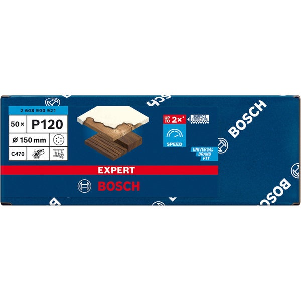 Bosch 50x Expert C470 Schleifpapier mit 6 Löchern für Exzenterschleifer 150 mm G 120 - 2608900921
