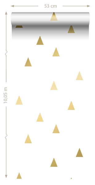 Tapete mit geometrischem Dreiecksmuster, Rolle mit 53 cm Breite und 10,05 m Länge