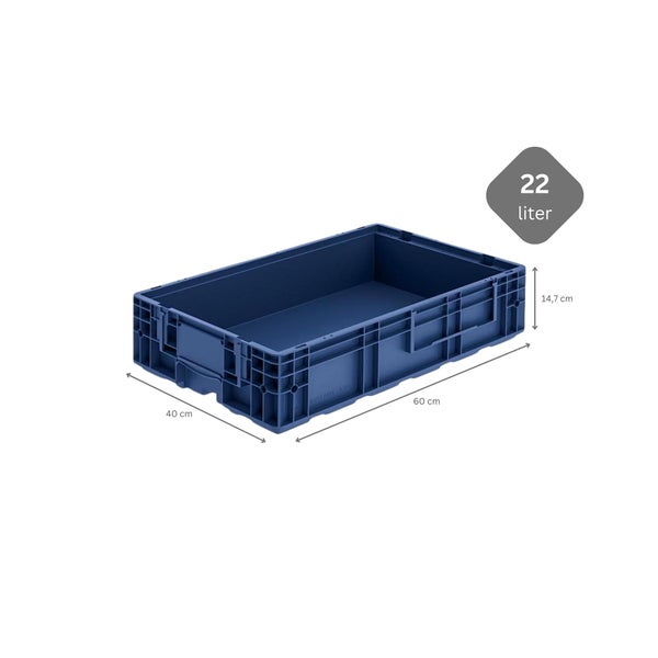 PROREGAL SparSet 5 x VDA KLT Kleinladungsträger Mit Verbundboden HxBxT 14,7 x 40 x 60 cm 22 Liter KLT Transportbox Transportbehälter Stapelbehälter
