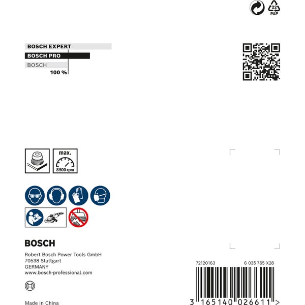 Bosch Verpackungsaufdruck mit Sicherheitshinweisen und Produktdetails