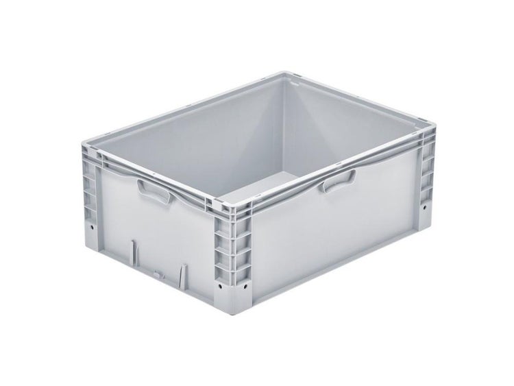 PROREGAL SparSet 2x Euro-Norm Großbehälter HxBxT 32 x 60 x 80 cm 133 Liter Glatter Boden Grau Eurobehälter Transportbox