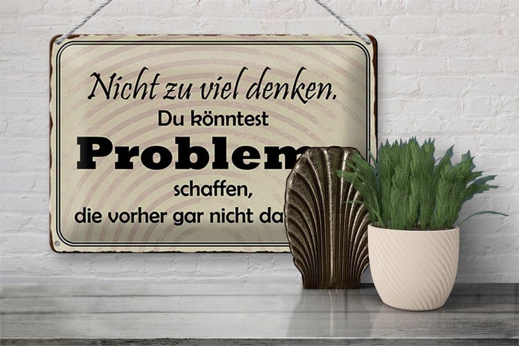 Blechschild Spruch 30x20cm nicht viel denken können Problem