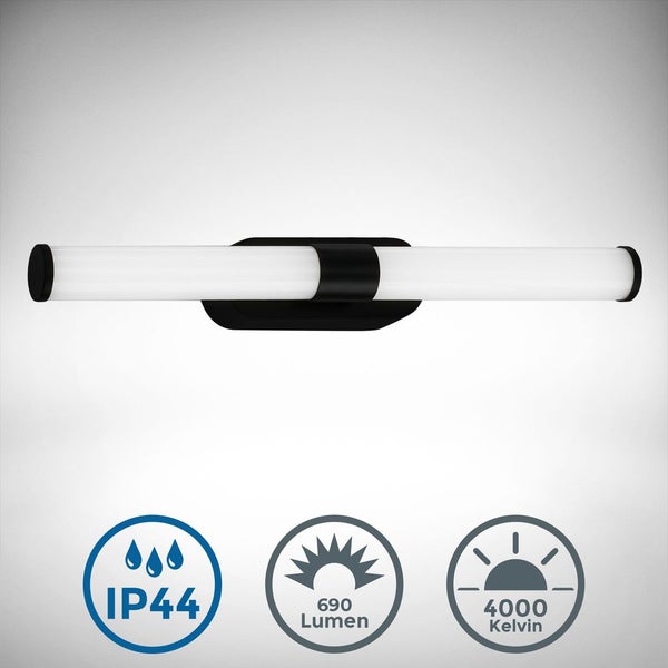Spiegelleuchte - 7W, 690lm, LED, IP44, 40cm, neutralweiß, schwarz