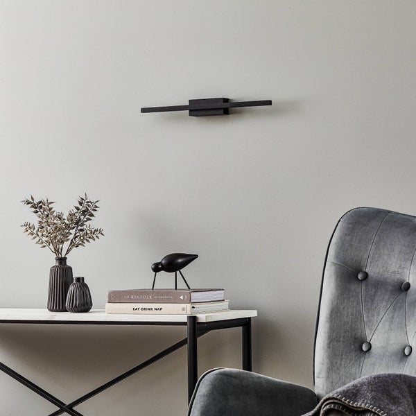 quitani LED Wandleuchte, Wandlampe Innen Tolu (Modern) in Schwarz aus Aluminium (1 flammig ) - Wandstrahler Wandbeleuchtung Schlafzimmer / Wohnzimmer Wohnzimmerleuchte