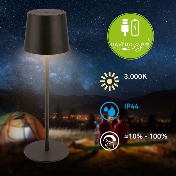 LED Tischlampe Akku LED Tischleuchte Dimmbar Kabellos Touch Aussen/Innen