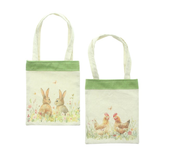 FRANK FLECHTWAREN|Geschenktasche Ostern, 2er Set, 19 x 23 x 40 cm, POLYESTER