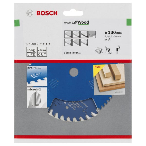 Bosch Kreissägeblatt Expert for Wood für Handkreissägen 130 x 20 x 1,6 mm 36 - 2608644007