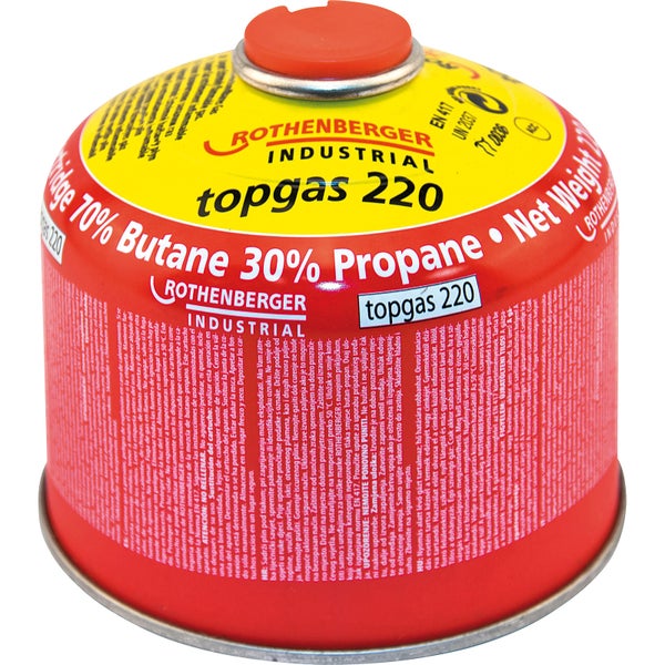 Rothenberger Industrial Topgas 220 Gaskartusche mit 70 Prozent Butan und 30 Prozent Propan
