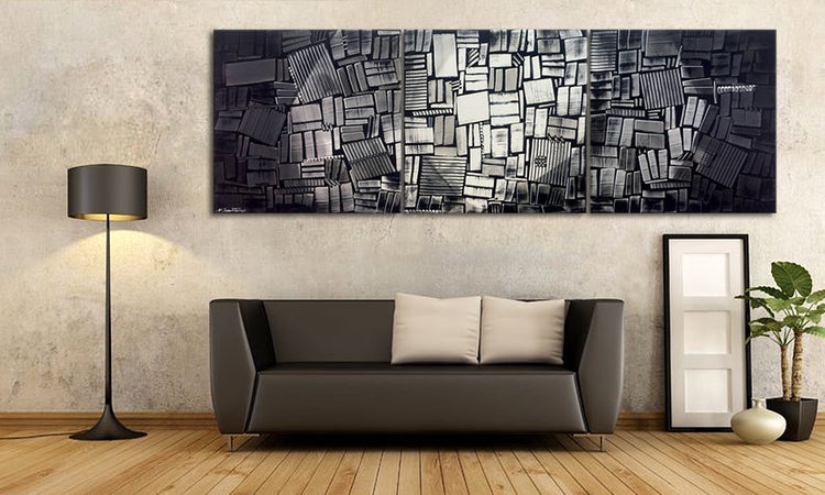 Unser Wandbild -Moonlit Night- 240x80x2 cm handgemaltes Unikat