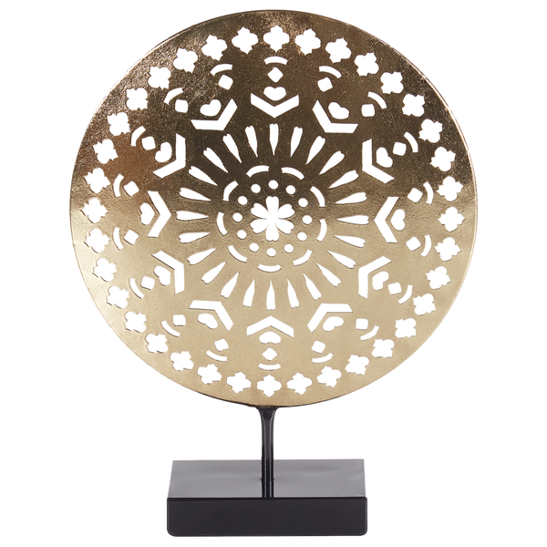 Dekorationsobjekt mit filigranem, rundem Muster auf einem Sockel